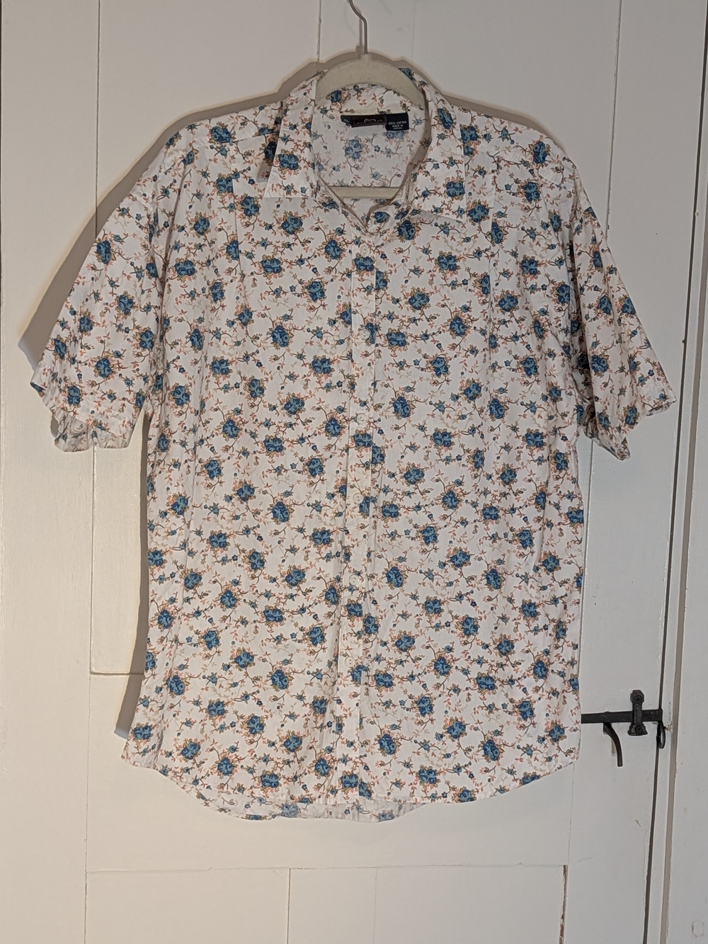 Woolrich Shirt Top White Rock Short-Sleeve Floral ButtonUp Shirt Vintage XL